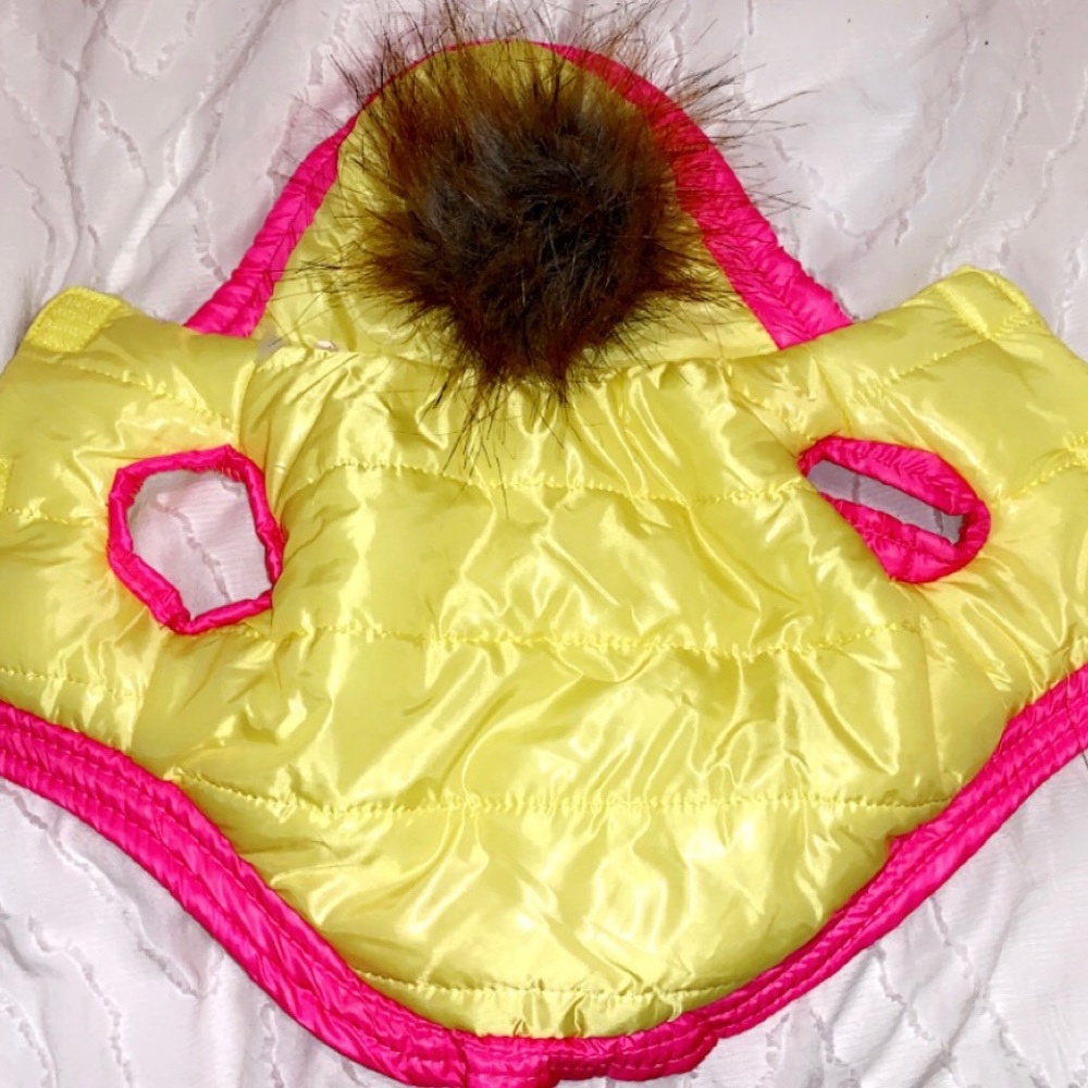 Top Paw yellow puffer coat for XS dog.